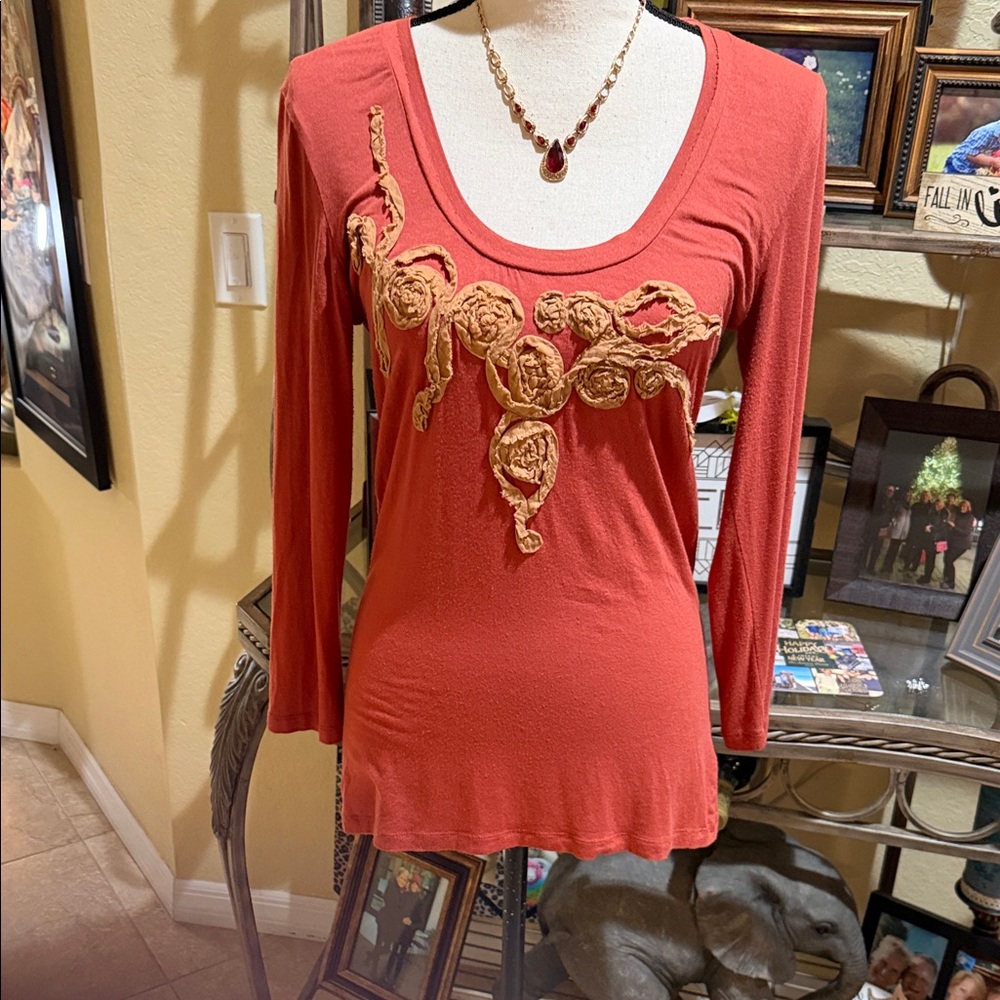 Women's Red Long Sleeve Top